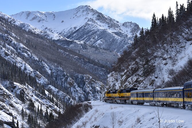 Alaska Railroad Aurora Winter Anchorage to Fairbanks One Way - Hurricane backcountry and the 296-foot bridge