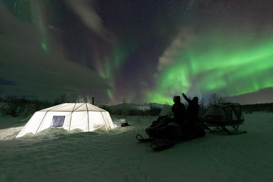 Aurora Snowmobile Sled Tour - Leaving Abisko at 20:30