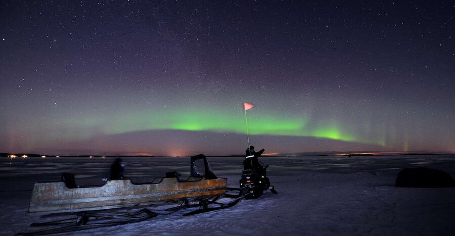 Luleå : Northern Lights Tour on a Snowmobile drawn Sled - A Northern Lights ride with more than sky watching