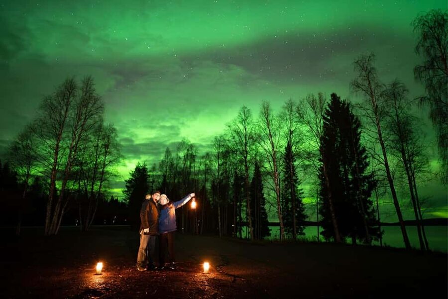 Rovaniemi:%100 Money Back Guarantee Northern Lights Hunting - Remote stops: frozen lakes, forests, and open sky